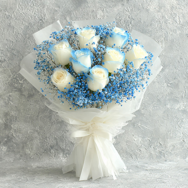 Skyline Whisper — Featuring Blue-Edged White Roses